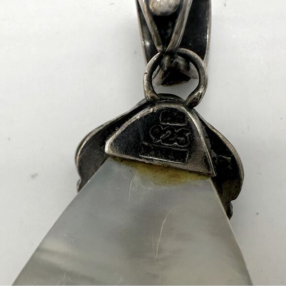 Mother Of Pearl Sterling Silver Stamped 925 Pendant Summer Boho Bohemian - Picture 6 of 10